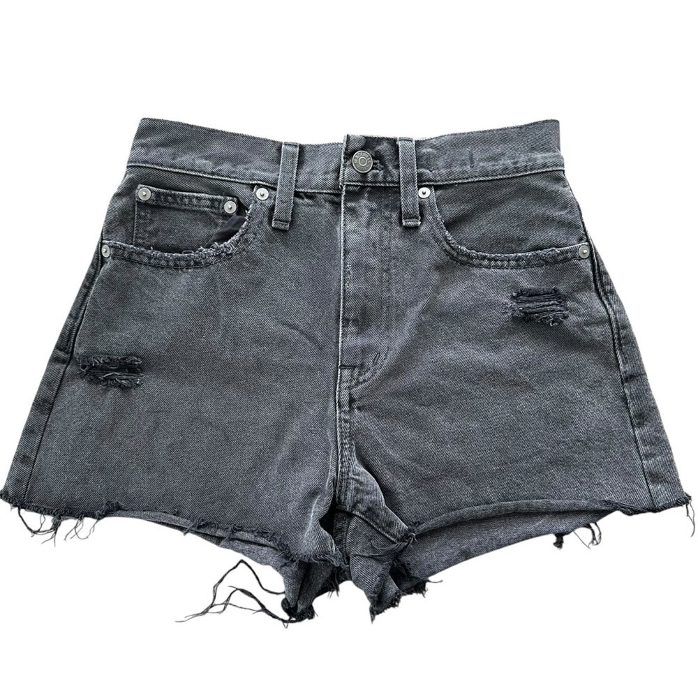 Madewell size 25 Black Wash The Mom Jean‎ Denim Shorts Cutoff Cotton High Rise